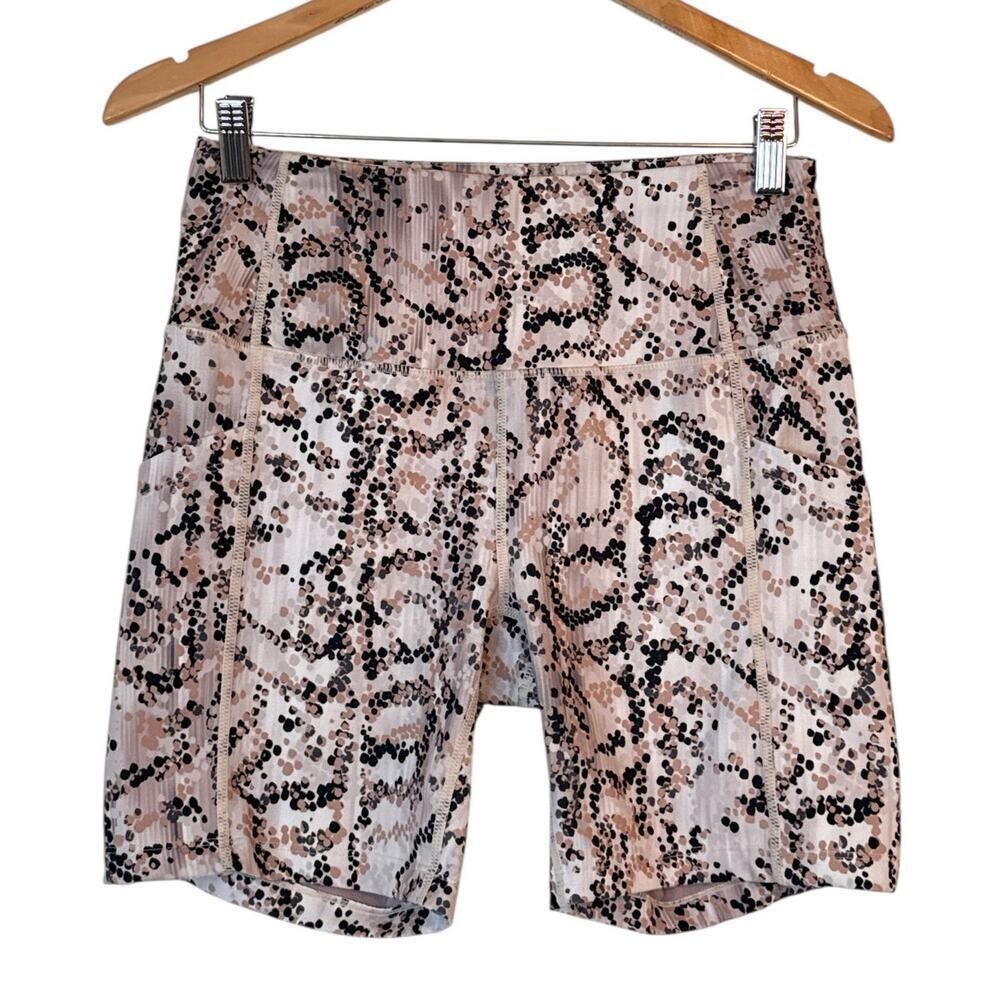 Zella Women Python Print High Waisted Pull On Stretch Active Shorts Size M Multi